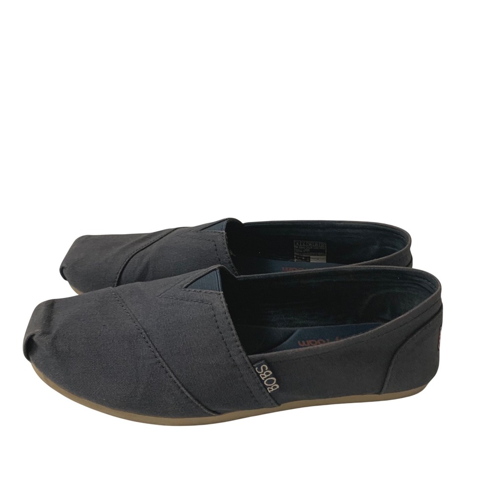 BOBS Size 8 Alpargata Navy Blue Canvas Slip‎ On Memory Foam Flats